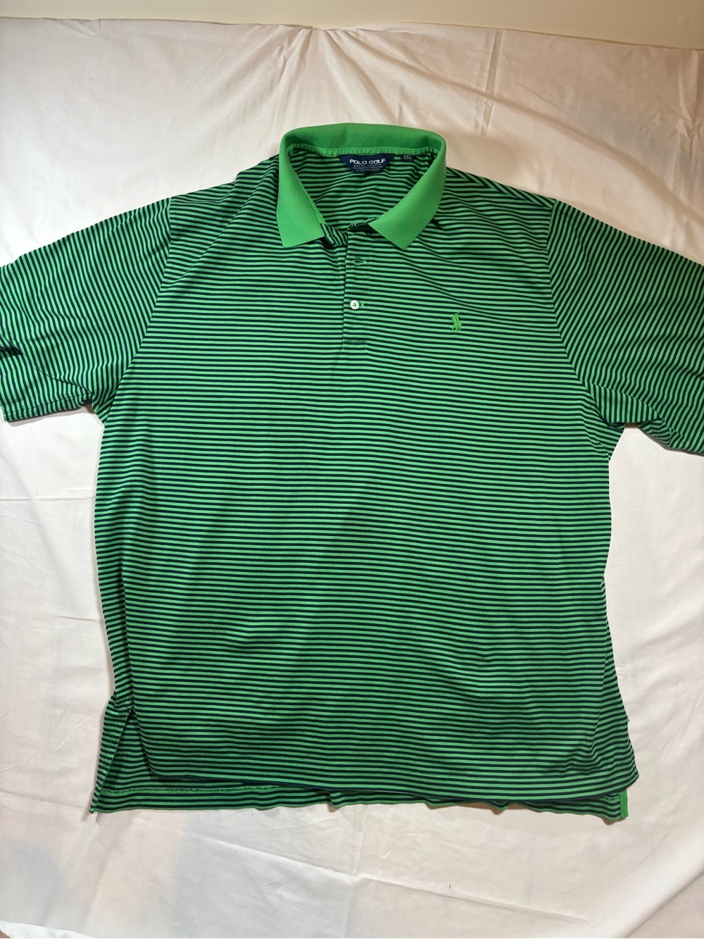 Polo Golf Ralph Lauren Men's XXL Green Navy Striped Polo Shirt Golf Preppy - Picture 4 of 15